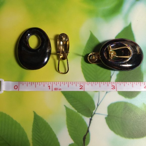 3/$25 vintage 80s iridescent black/grey hinged door knocker earrings NWOT - Picture 3 of 5